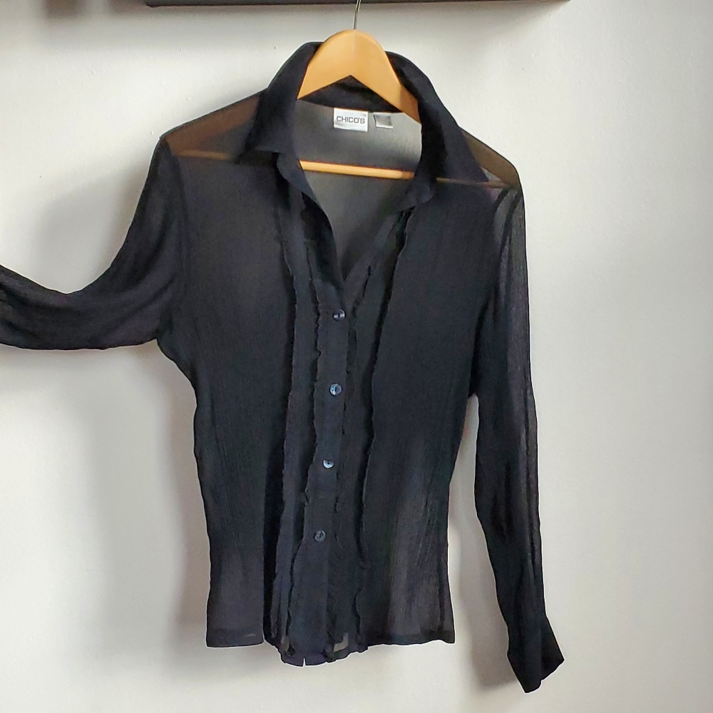 Sheer Black Silk Slinky Top